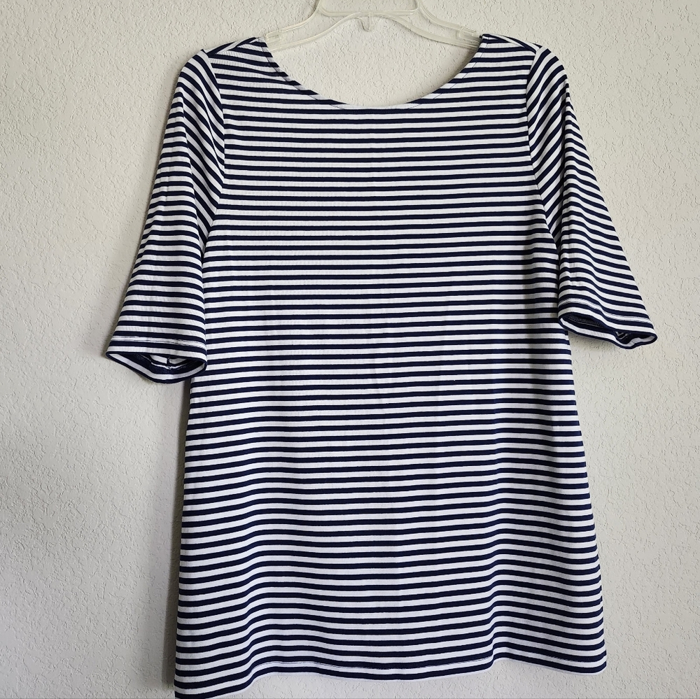 OLD NAVY Size XL Navy/White Striped Cotton/Modal Nautical T-shirt Top